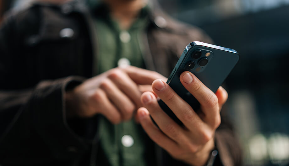 Man using his cellphone